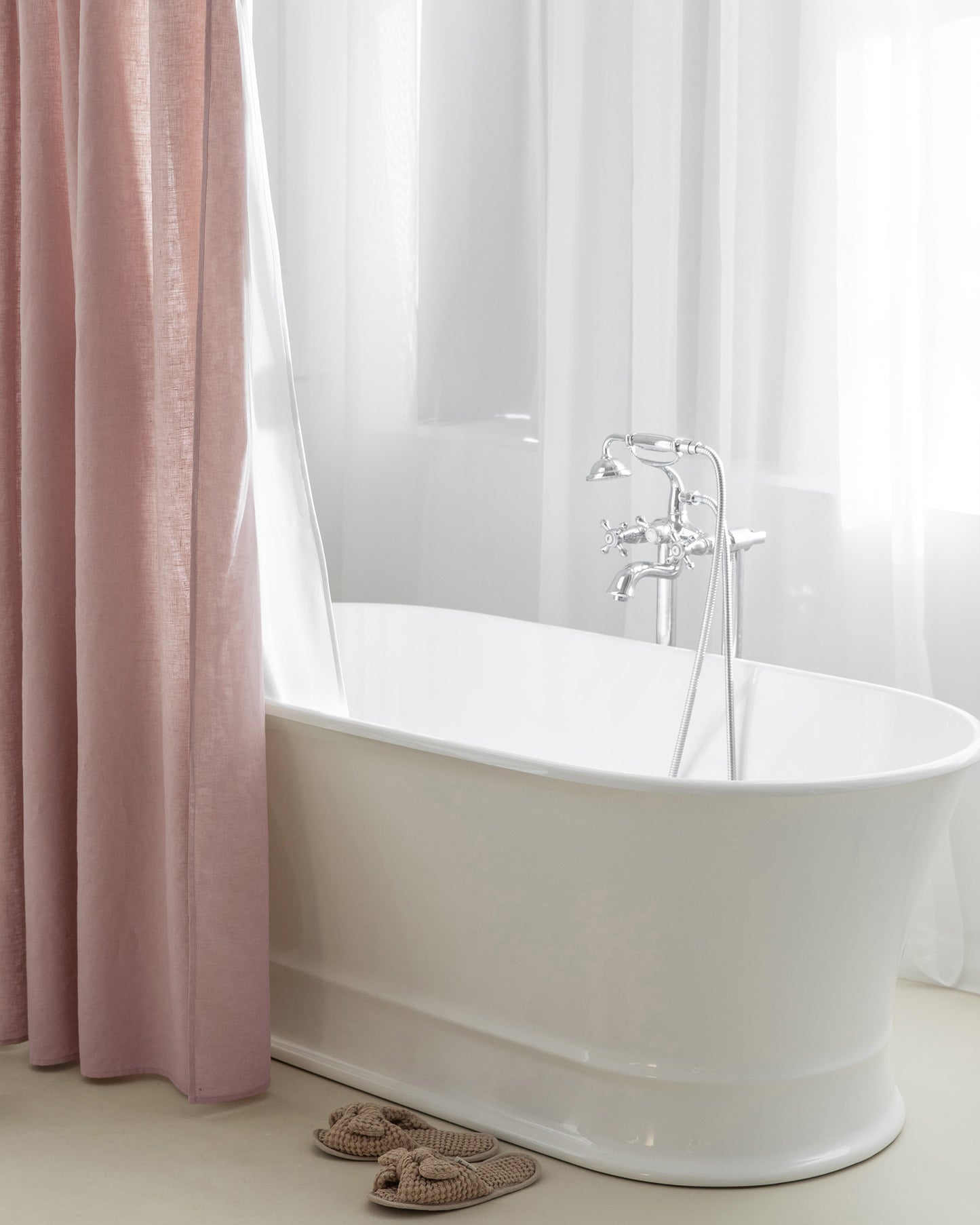 Linen Shower Curtain Panel in Woodrose | Magiclinen