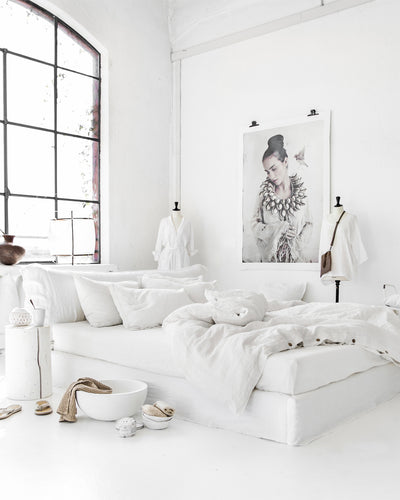 White linen fitted sheet - MagicLinen