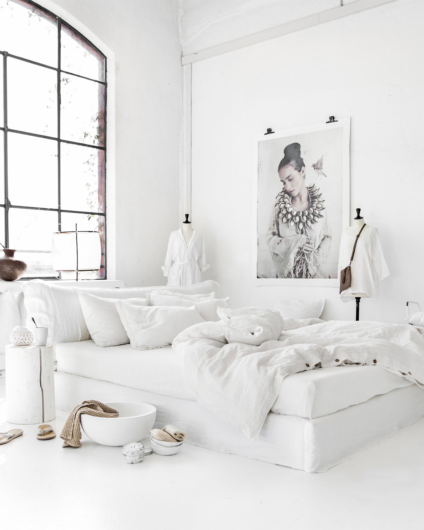 MagicLinen white linen fitted sheet, 100 % European flax linen