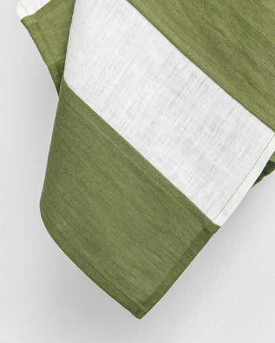 Zero-waste striped linen tea towel in Forest green - MagicLinen