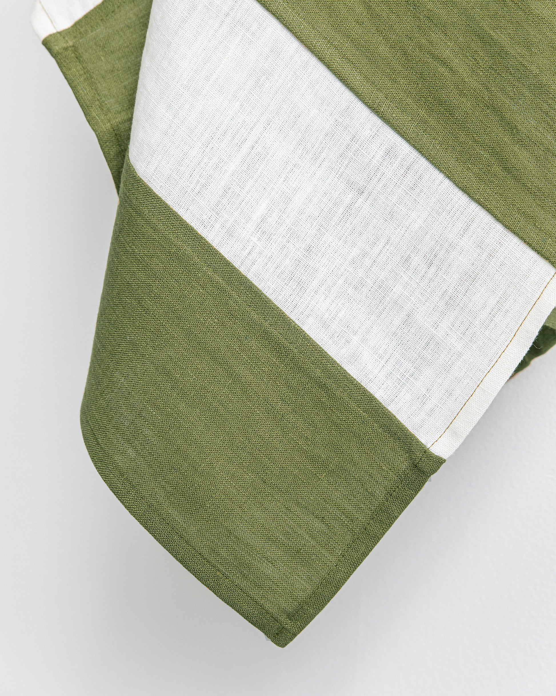 Zero-waste striped linen tea towel in Forest green - MagicLinen