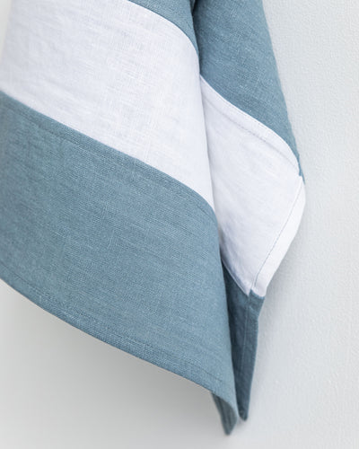 Zero-waste striped linen tea towel in Gray blue - MagicLinen