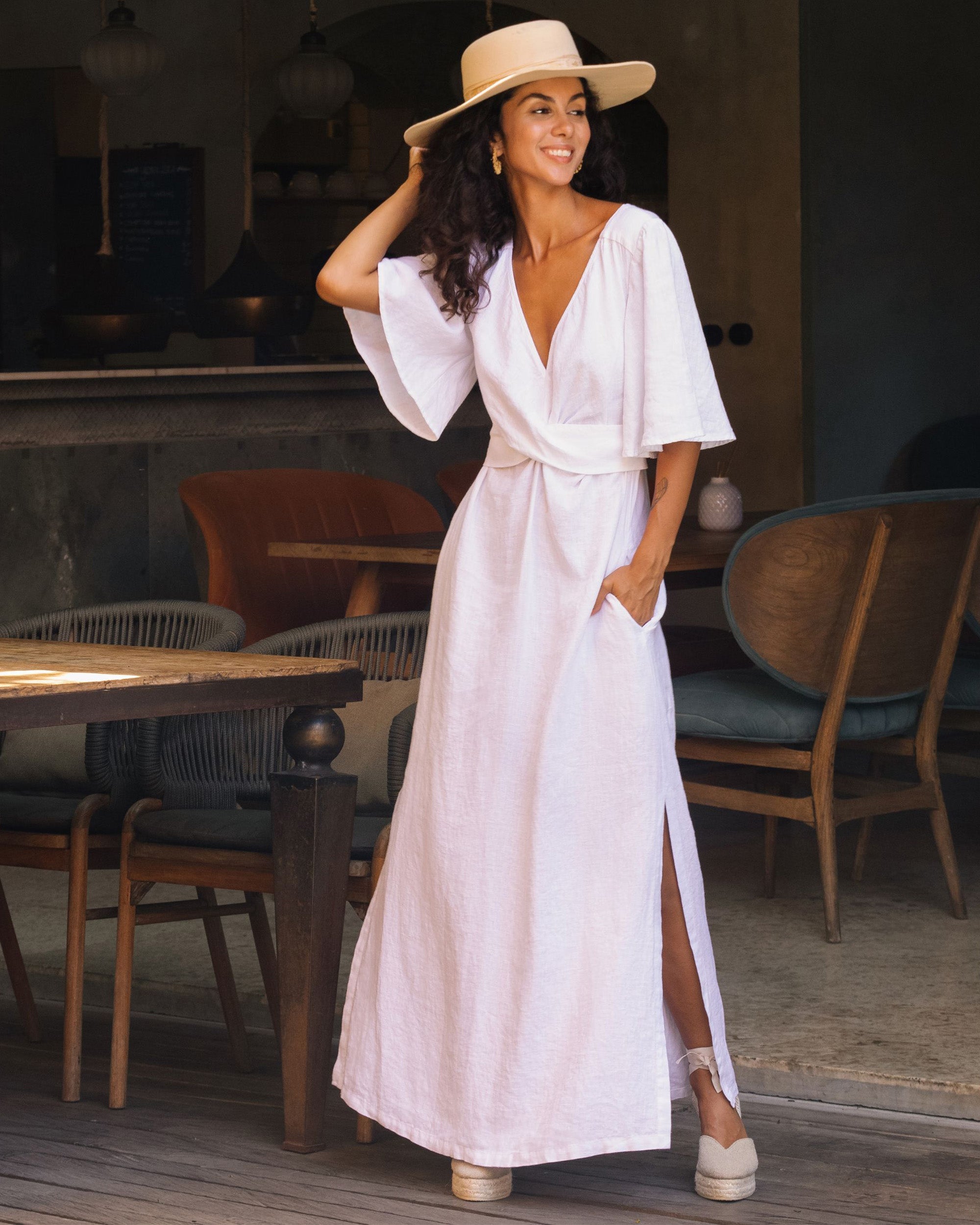Maxi Linen Dress Agra in White | MagicLinen Xs Maxi Linen Dress Agra in White | MagicLinen Xs