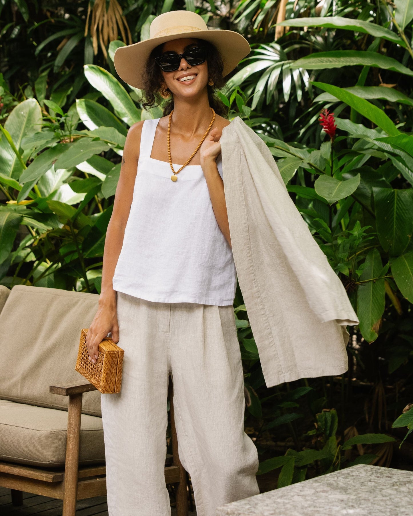 Linen kimono jacket BANOS in Natural melange - MagicLinen