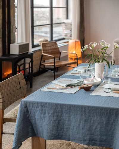 Gray Blue Linen tablecloth - MagicLinen