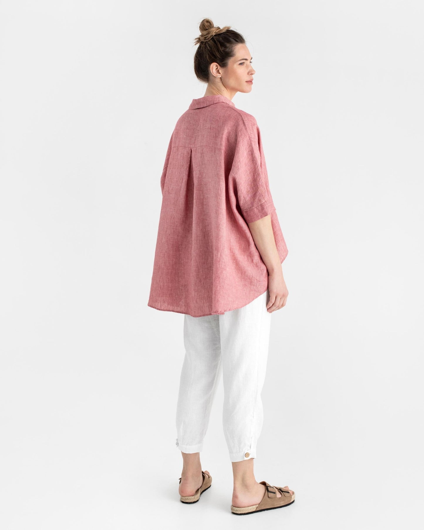 Lightweight linen shirt HANA in Cranberry - MagicLinen