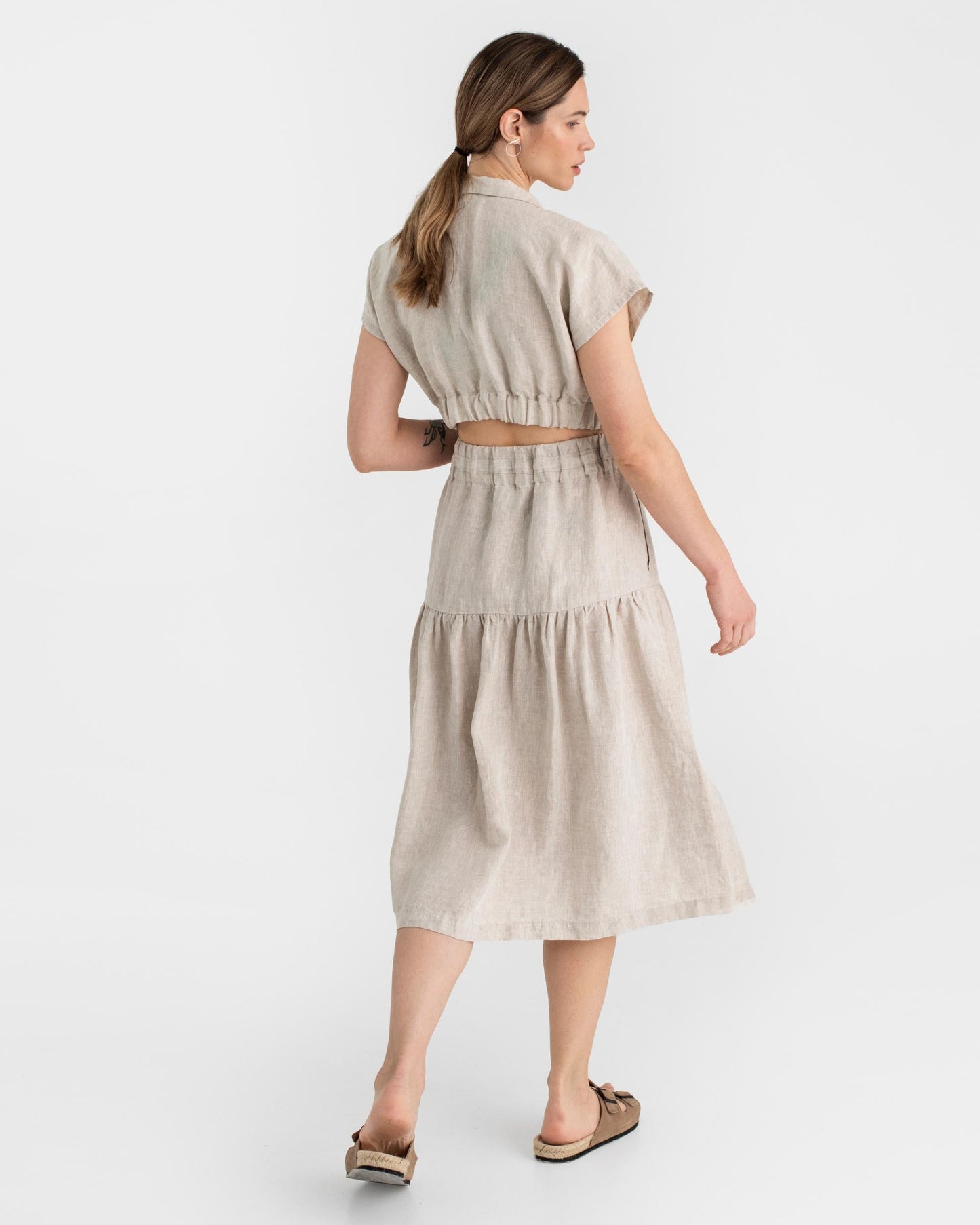 Linen crop top HAVASU in Natural melange - MagicLinen