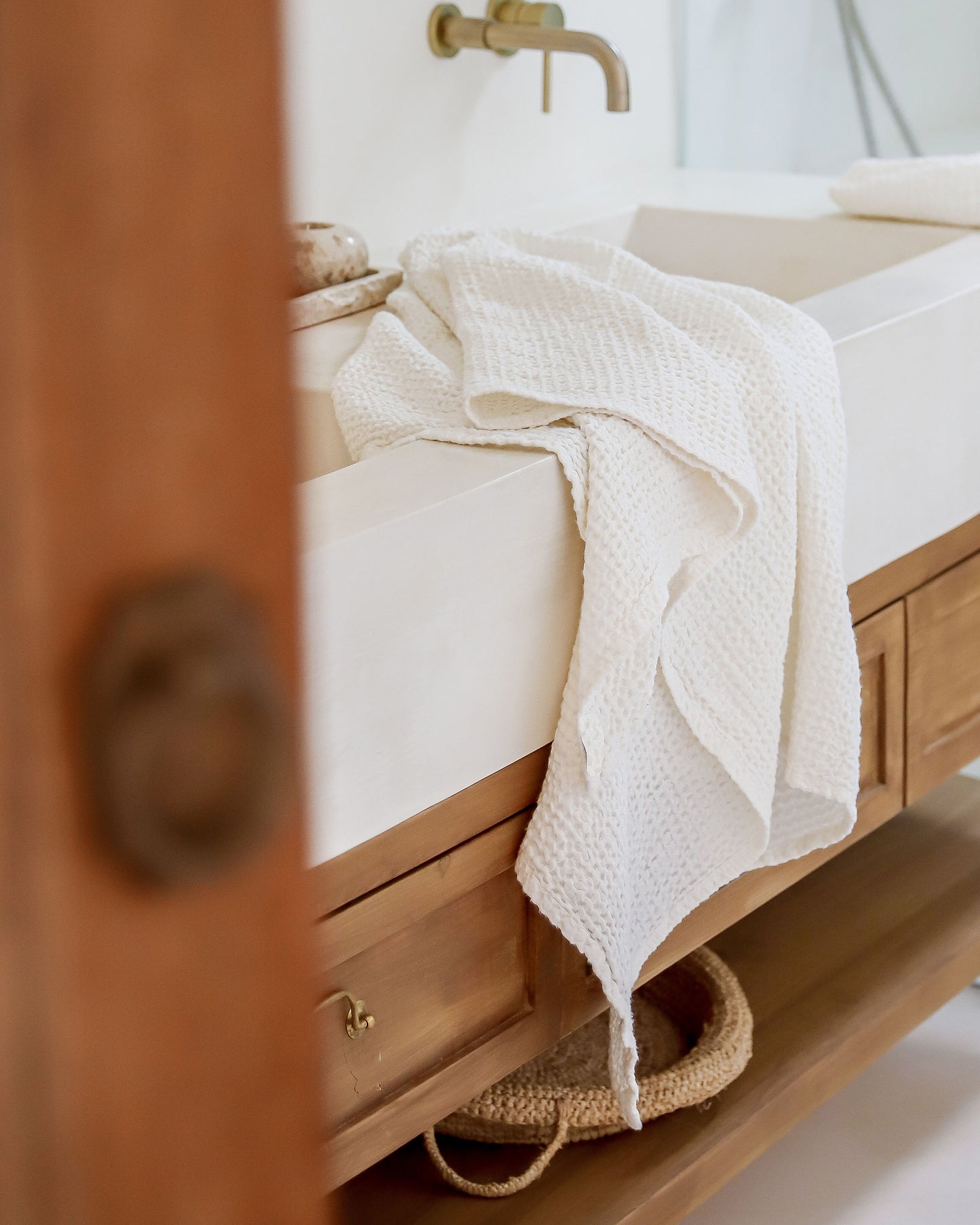 White waffle towel set (3 pcs) - MagicLinen