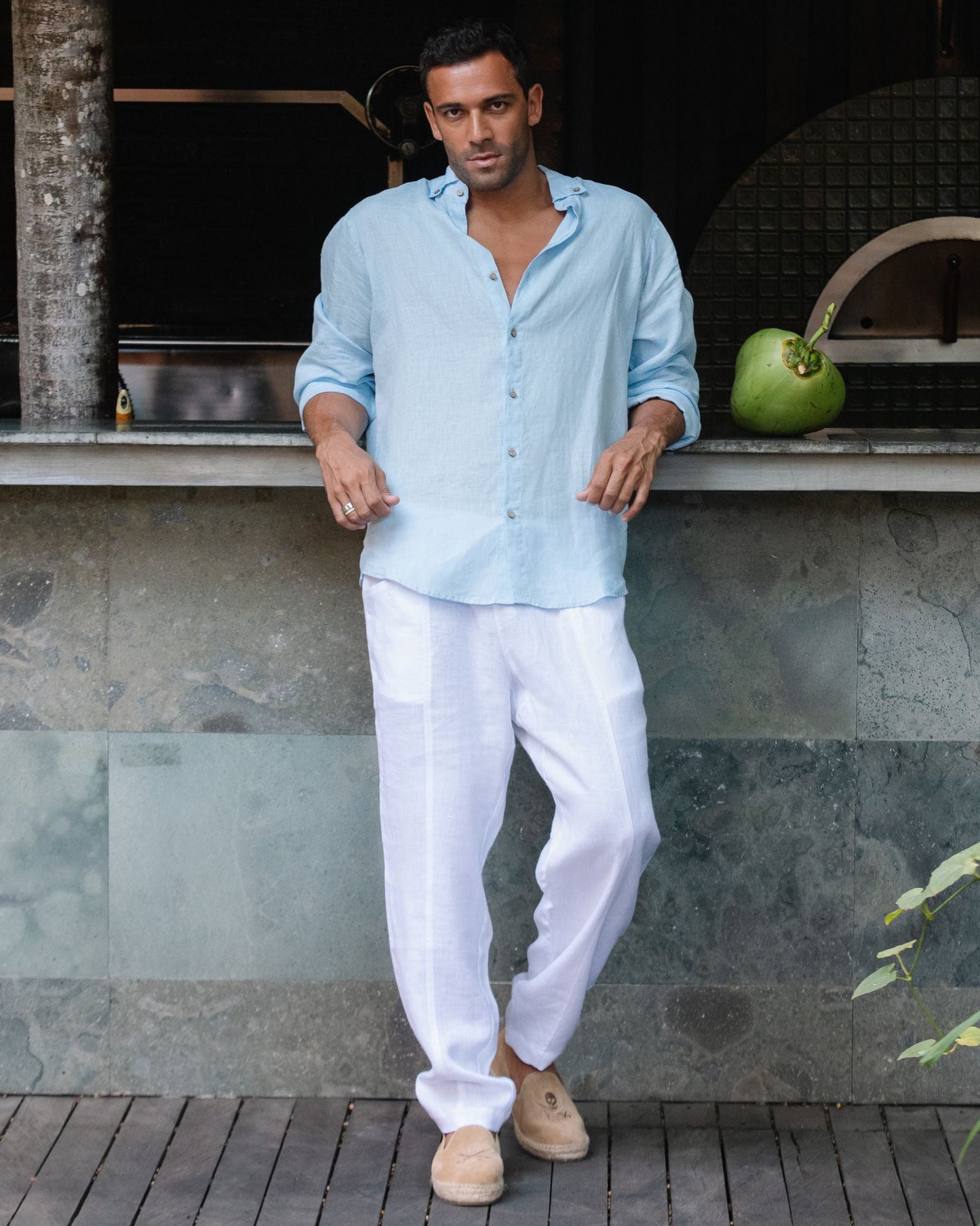 Men's linen shirt NEVADA in Sky blue - MagicLinen