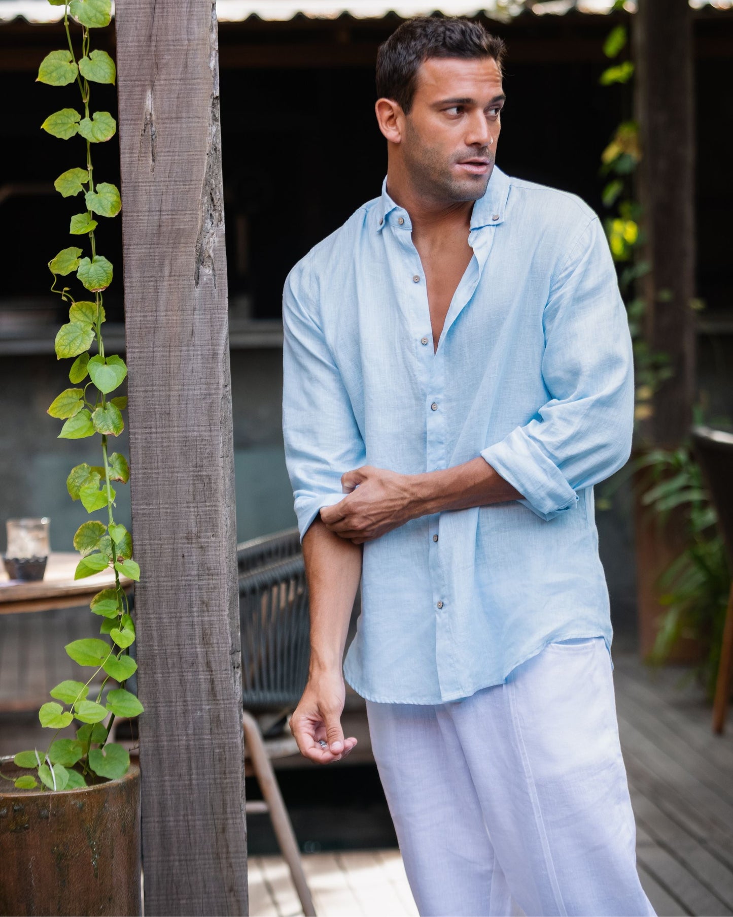 Men's linen shirt NEVADA in Sky blue - MagicLinen