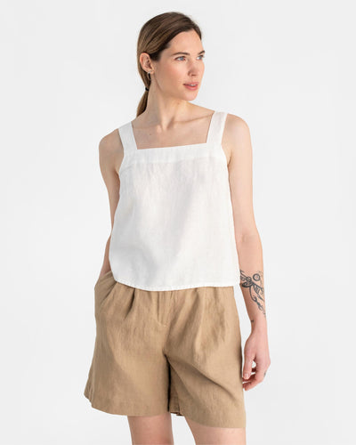Linen tank top OLINDA in White - MagicLinen modelBoxOn