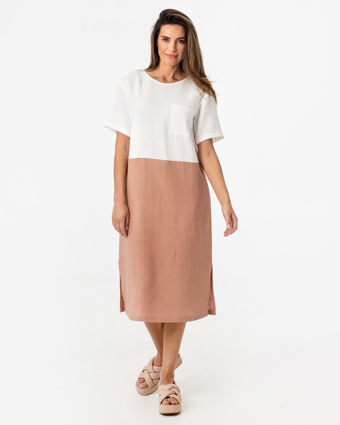 Color-block linen dress PALAWAN - MagicLinen