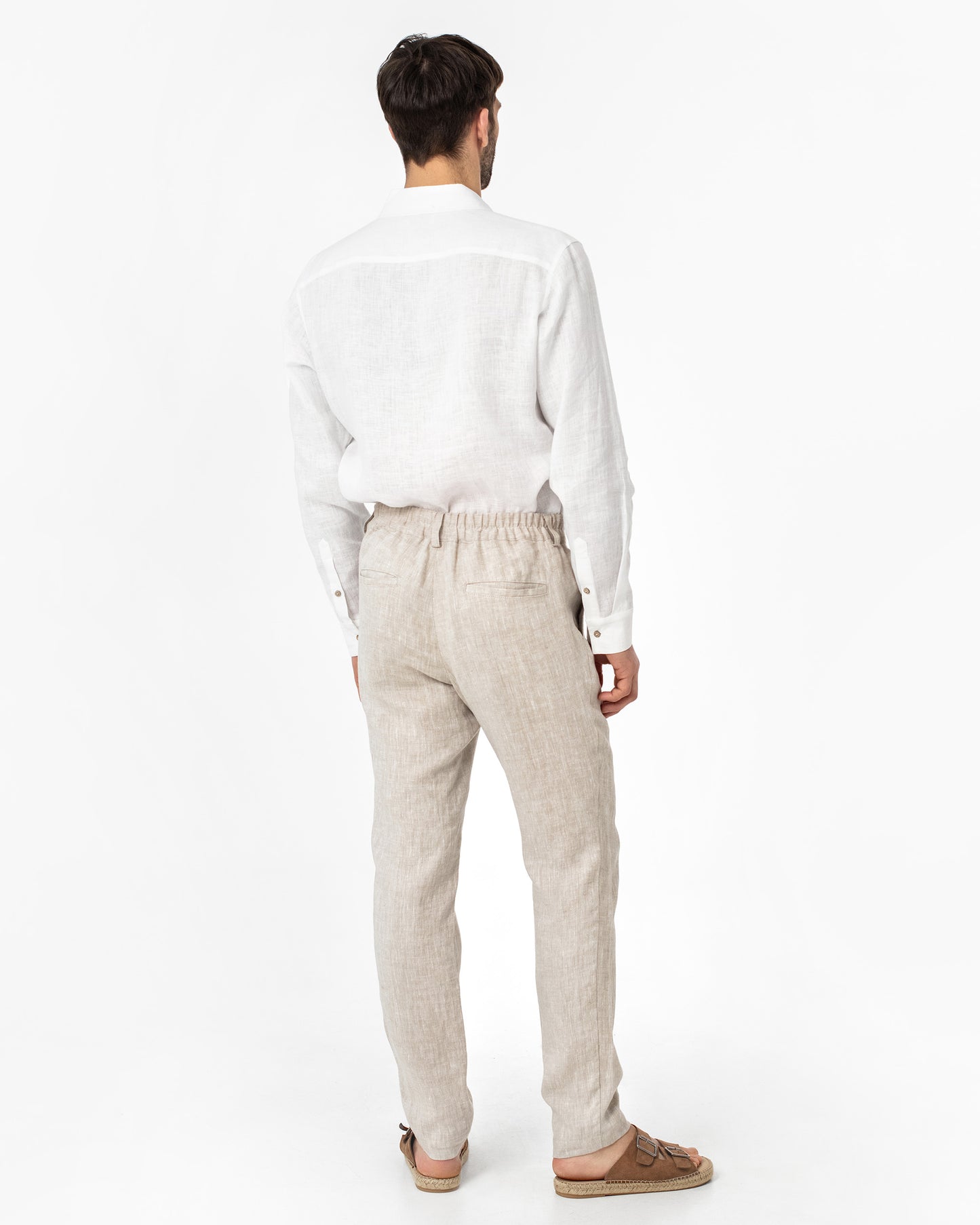 Regular straight leg men's linen pants SOGLIO in Natural melange - MagicLinen