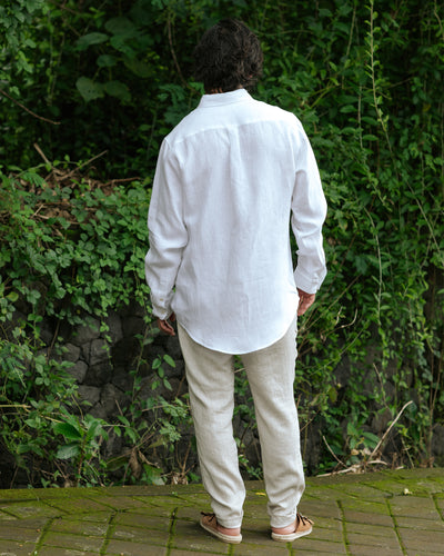 Regular straight leg men's linen pants SOGLIO in Natural melange - MagicLinen