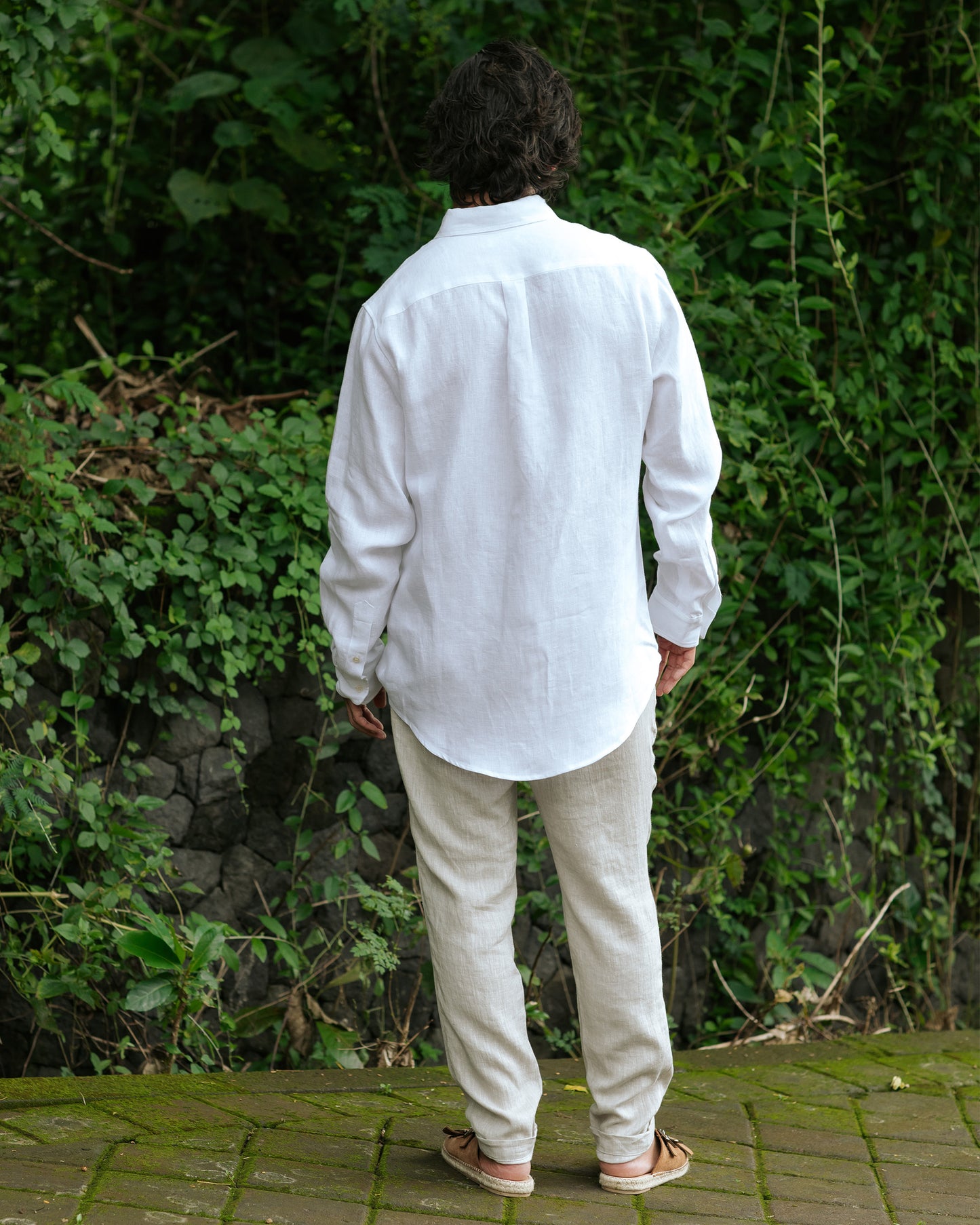 Regular straight leg men's linen pants SOGLIO in Natural melange - MagicLinen