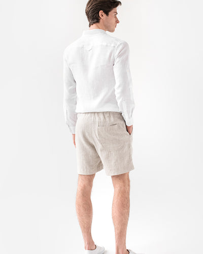 Men's linen shorts STOWE in natural melange - MagicLinen