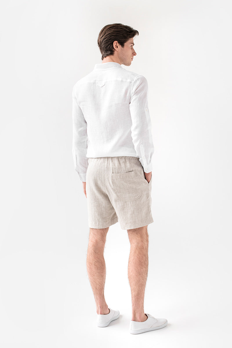 Men's linen shorts STOWE in natural melange - MagicLinen