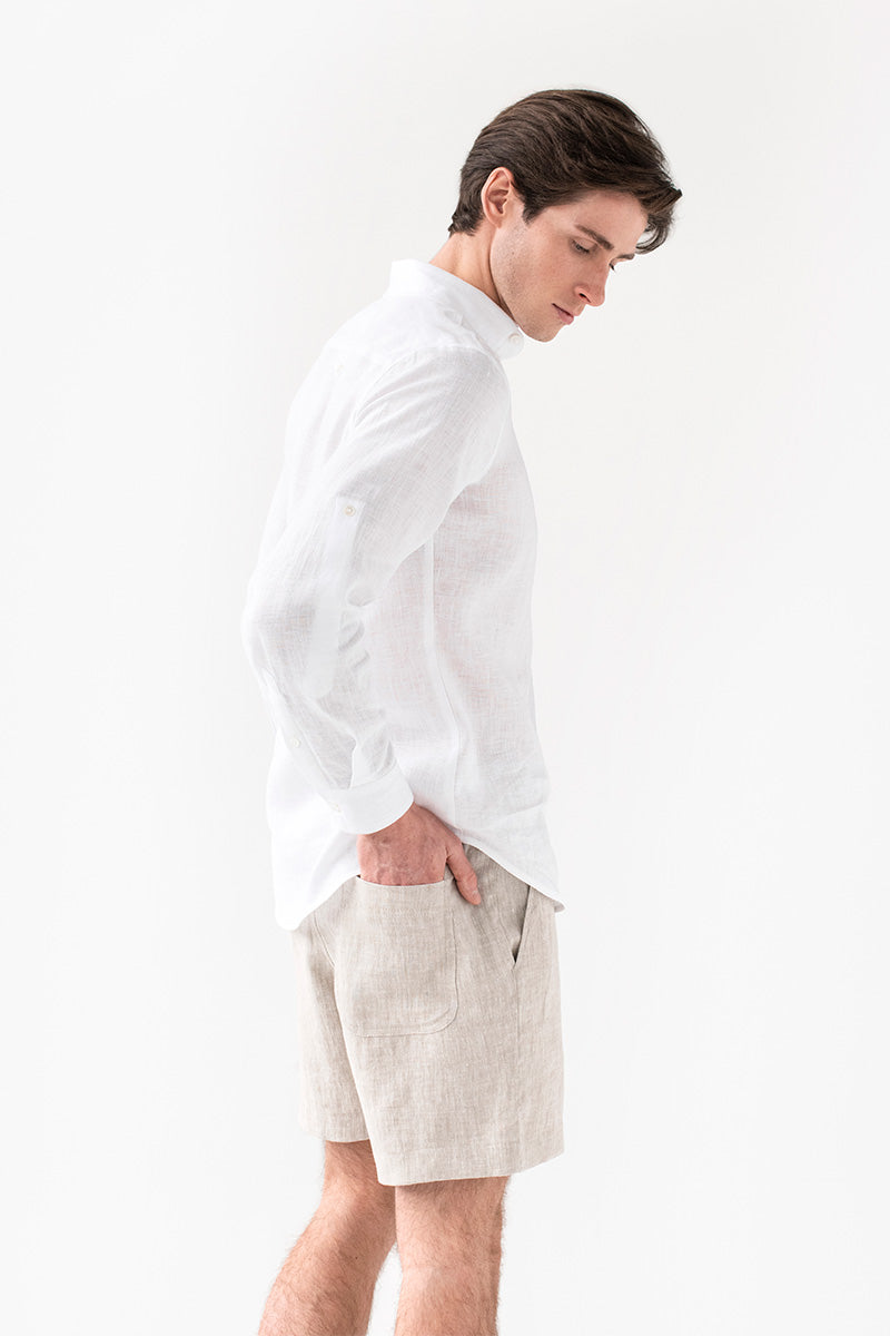 Men's linen shorts STOWE in natural melange - MagicLinen