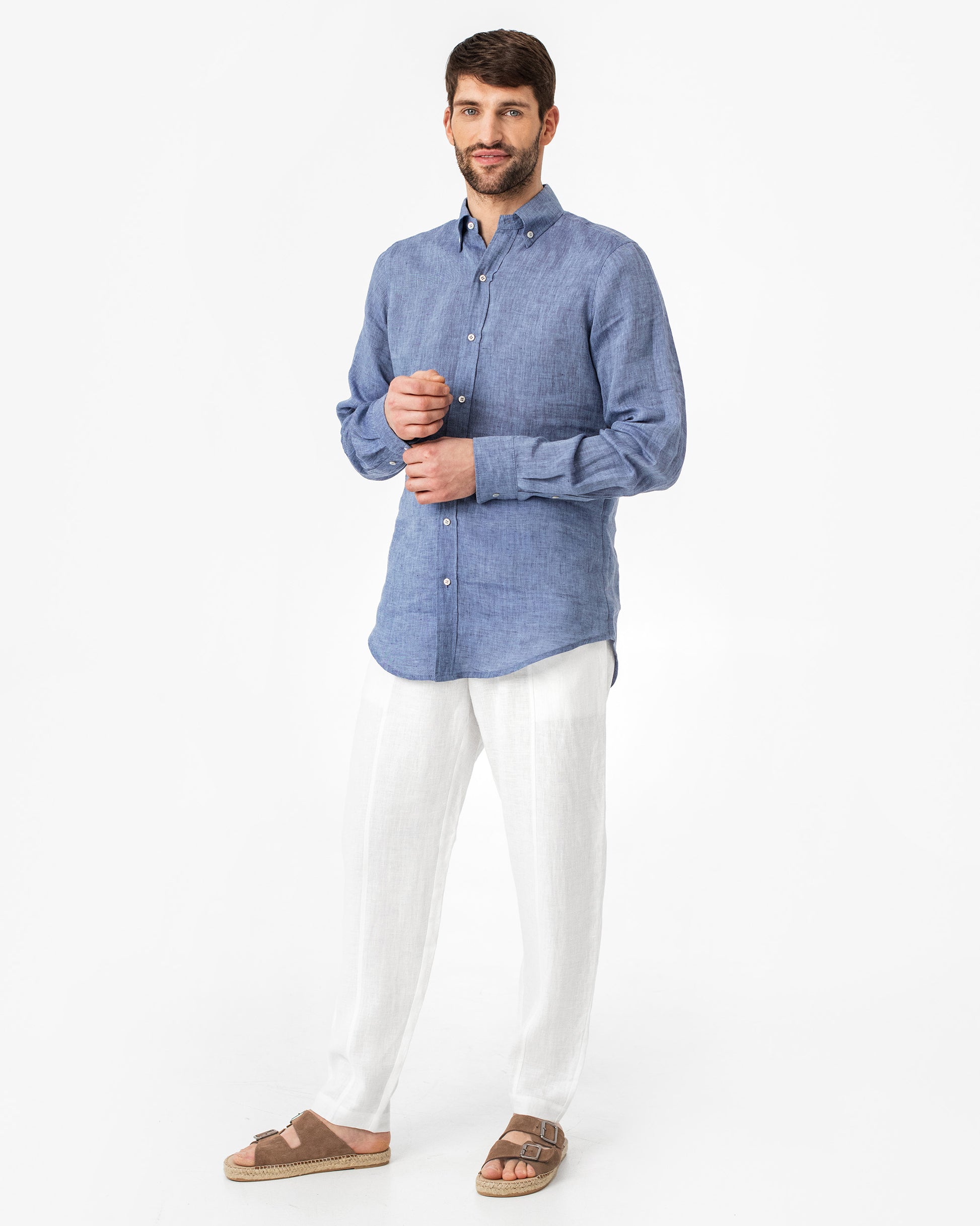 Men's classic linen shirt WENGEN in Denim chambray - MagicLinen
