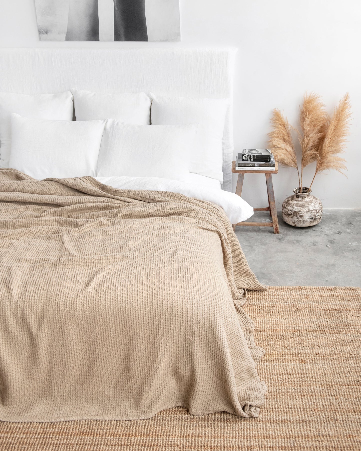 Beige waffle blanket - MagicLinen