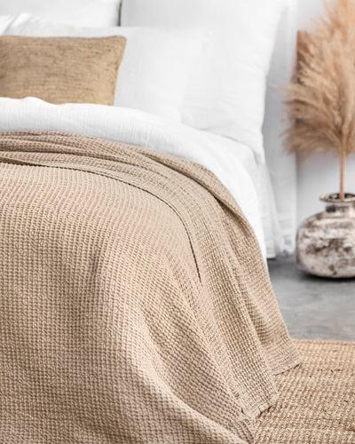 Beige waffle blanket - MagicLinen