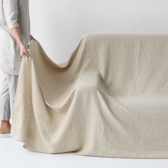 Linen couch cover in Natural - MagicLinen