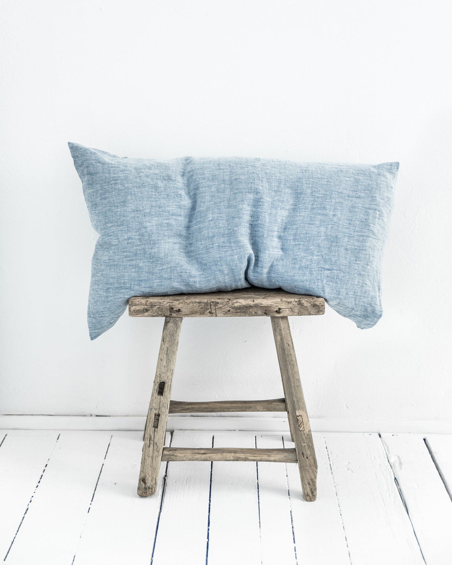 Custom size Blue melange linen pillowcase - MagicLinen