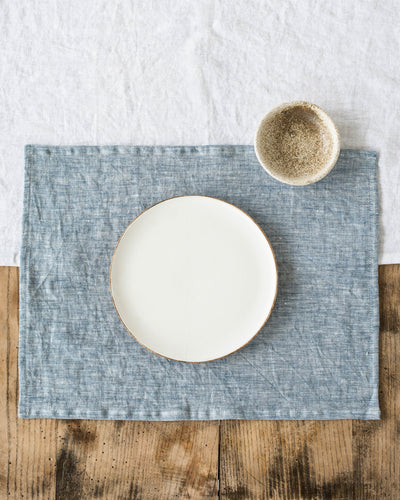 Blue melange linen placemat set of 2 - MagicLinen
