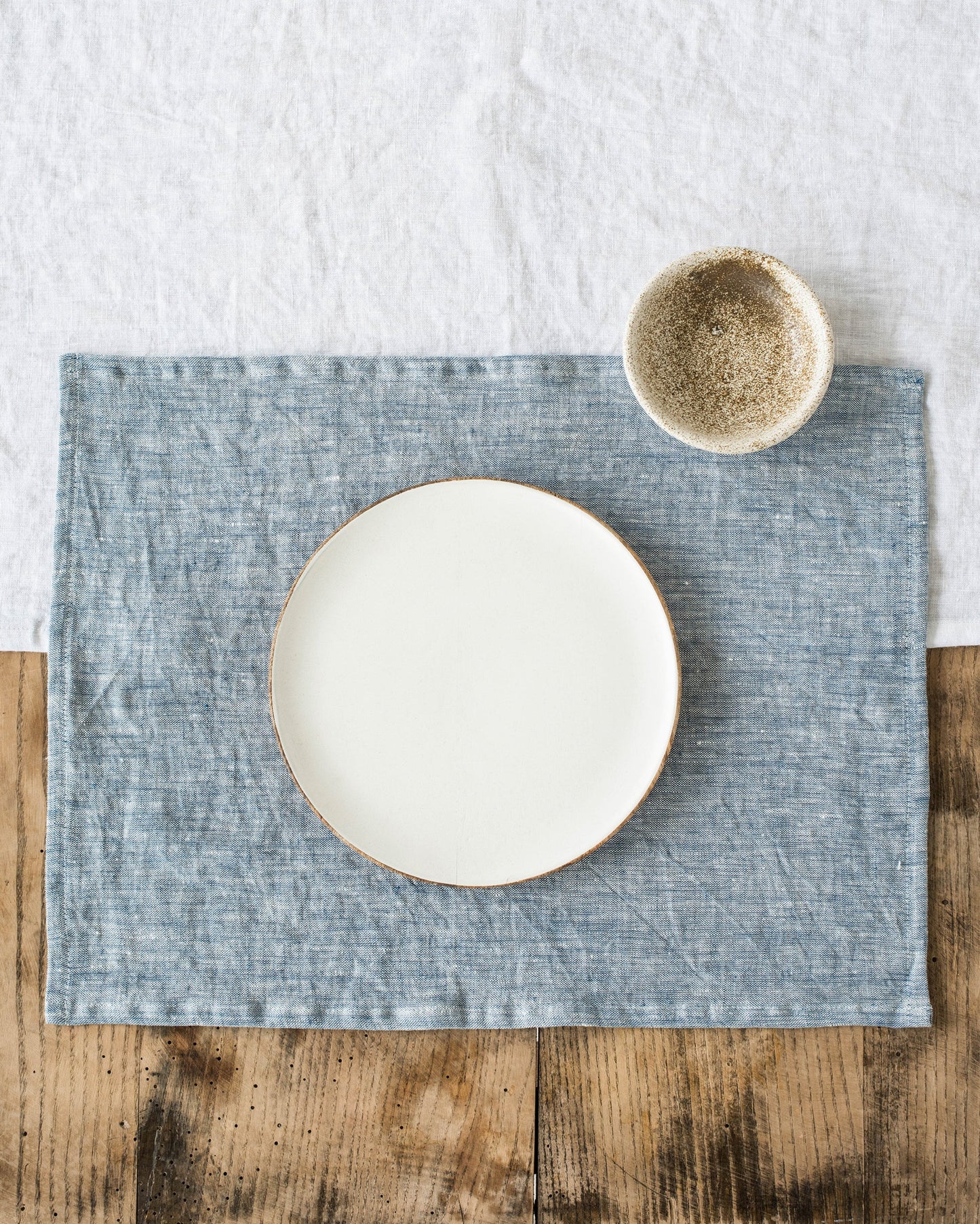 Blue melange linen placemat set of 2 - MagicLinen