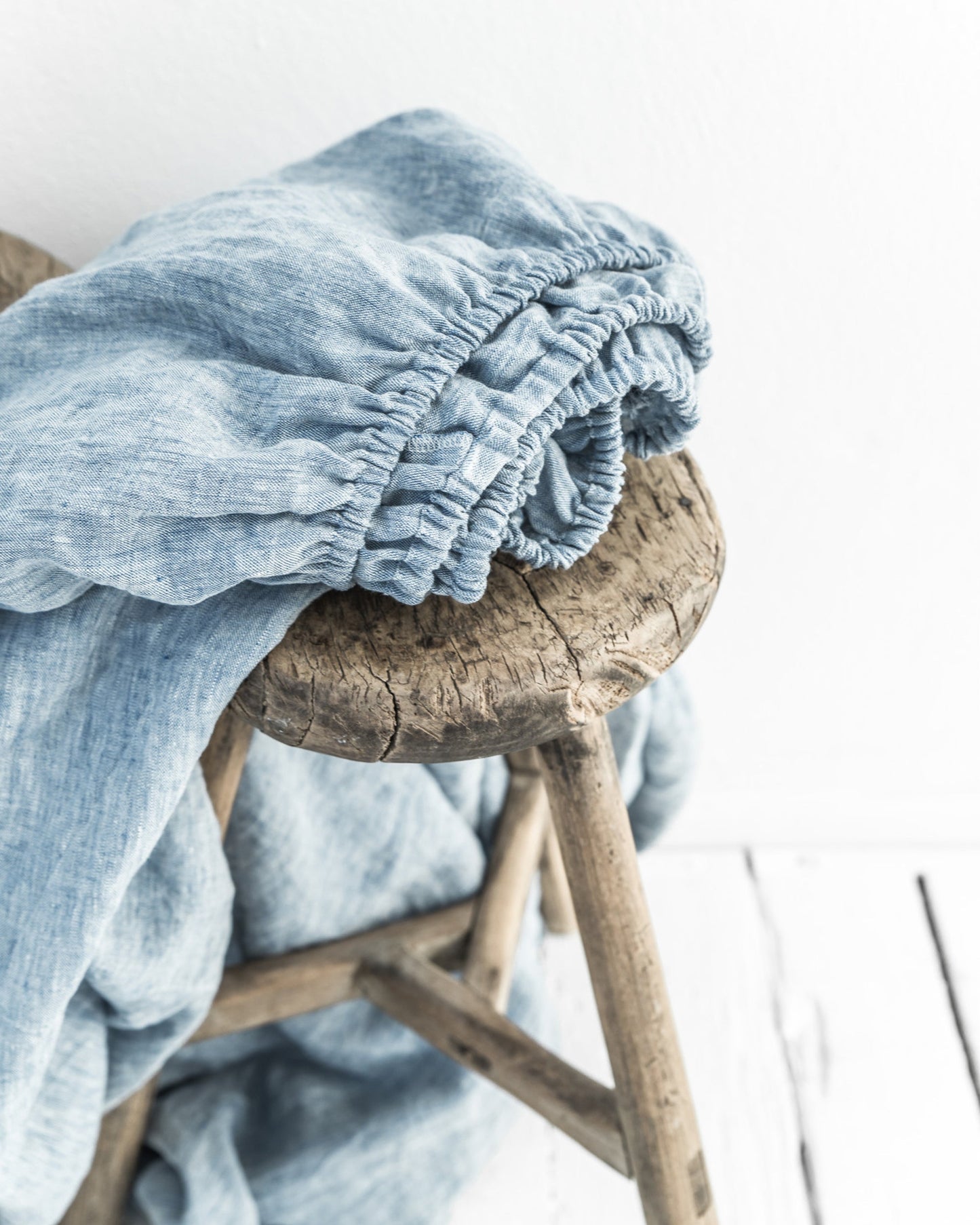 Blue melange linen sheet set (4 pcs) - MagicLinen