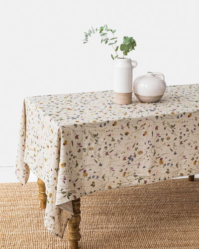 Botanical print linen tablecloth - MagicLinen