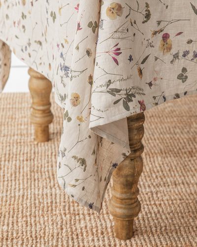 Botanical print linen tablecloth - MagicLinen