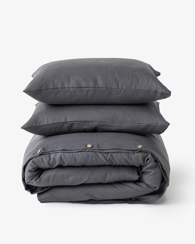 Charcoal gray linen duvet cover set (3 pcs) - MagicLinen