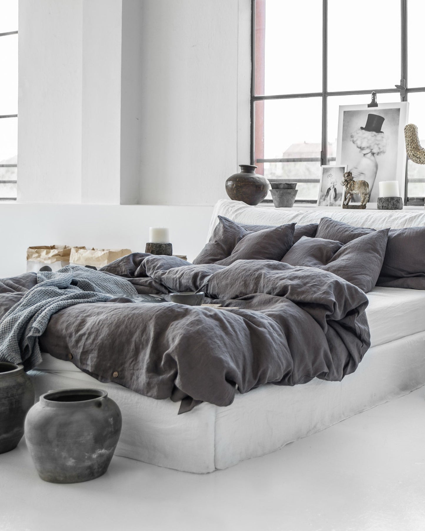 Charcoal gray linen duvet cover set (3 pcs) - MagicLinen