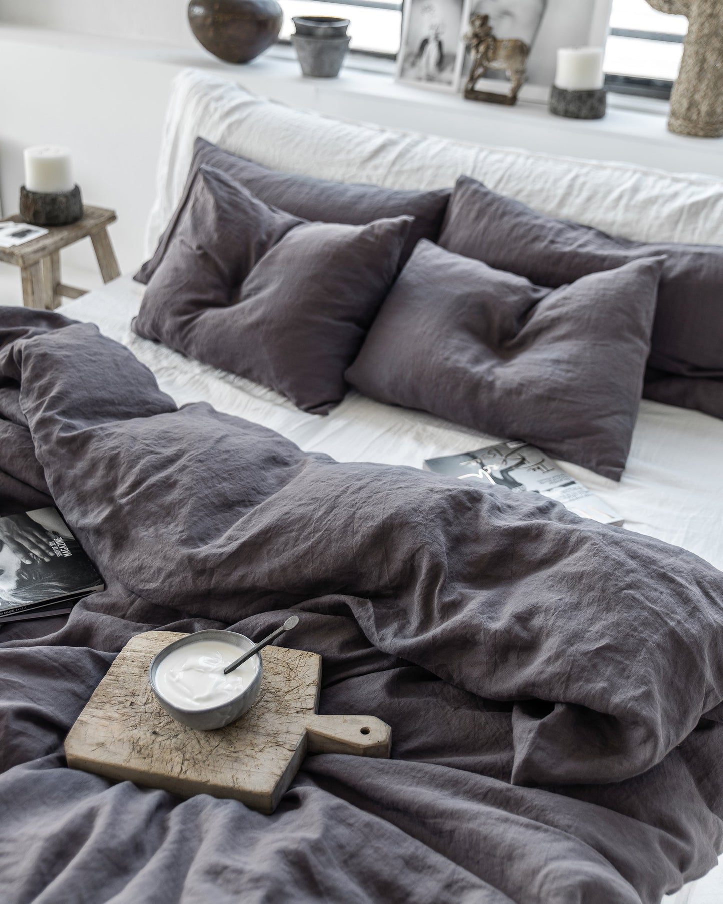 Charcoal gray linen duvet cover set (3 pcs) - MagicLinen