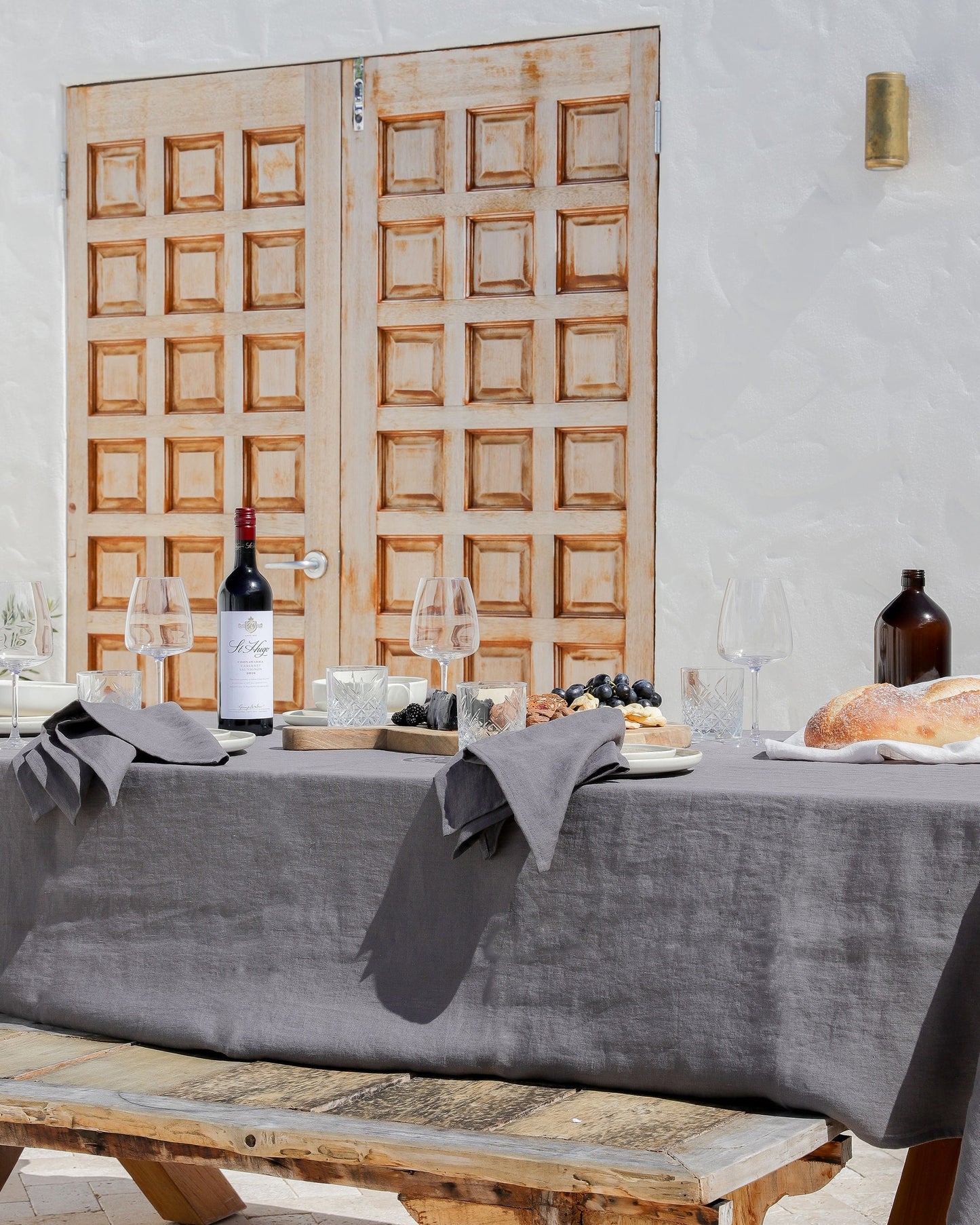 Custom size Charcoal gray linen tablecloth - MagicLinen