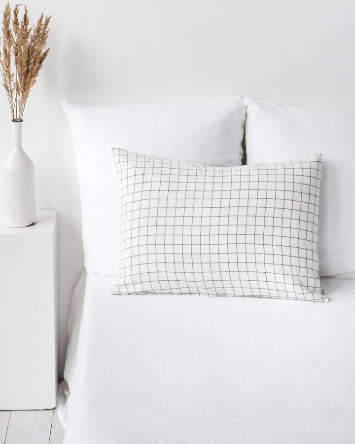Custom size Charcoal grid linen pillowcase - MagicLinen