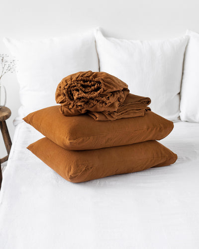 Cinnamon linen sheet set (4 pcs) - MagicLinen