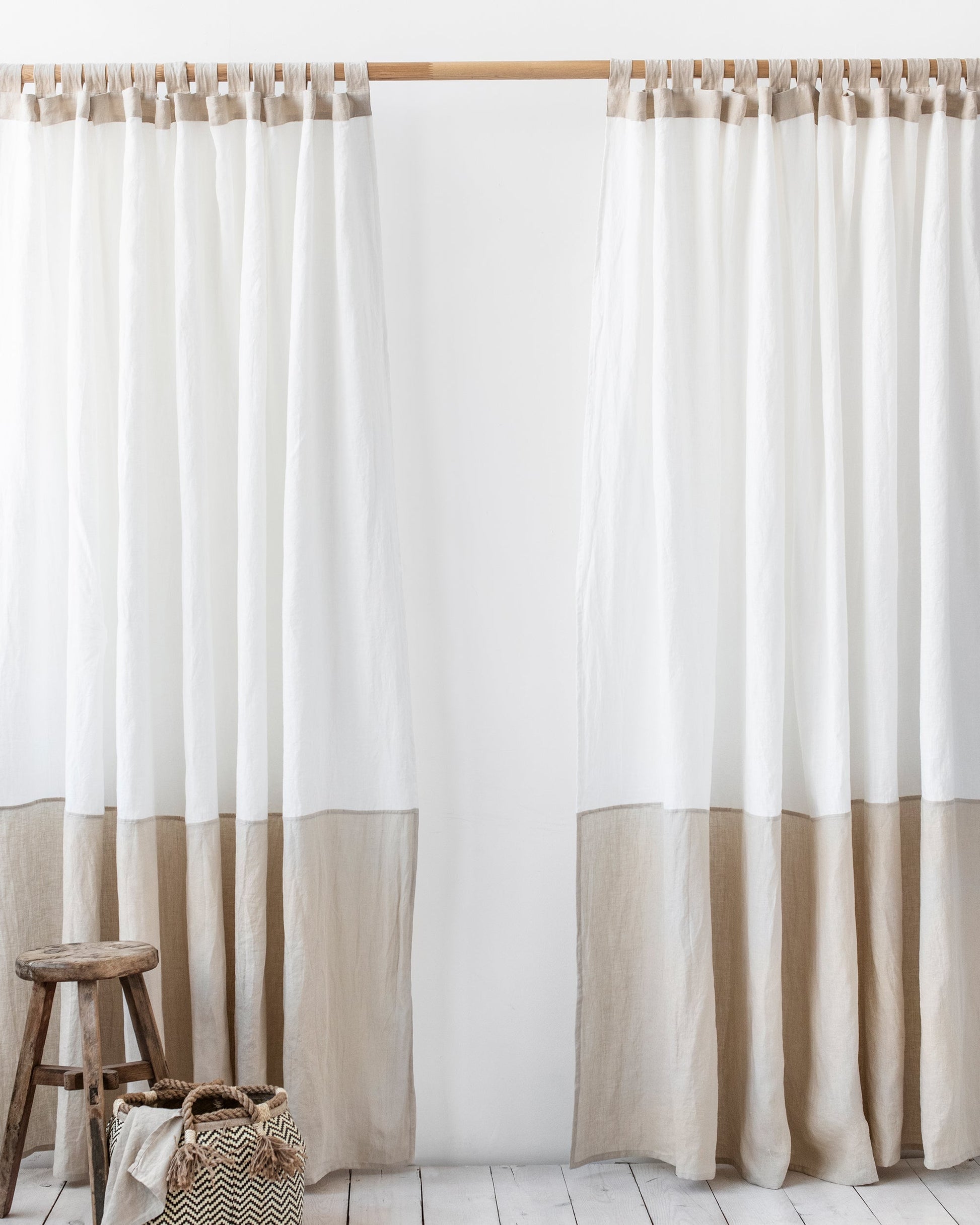 Color-block linen curtain panel (1 pcs) - MagicLinen