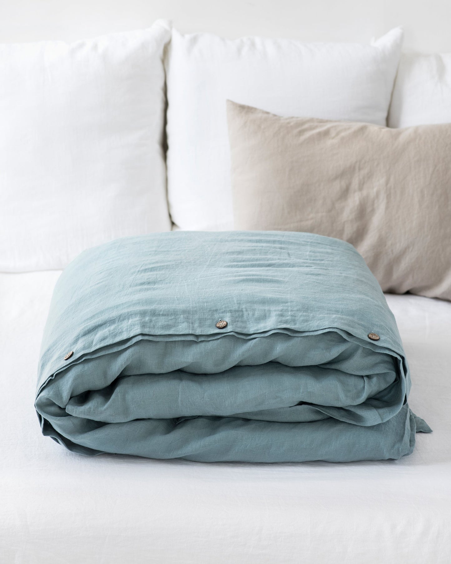 Custom size Dusty blue linen duvet cover - MagicLinen