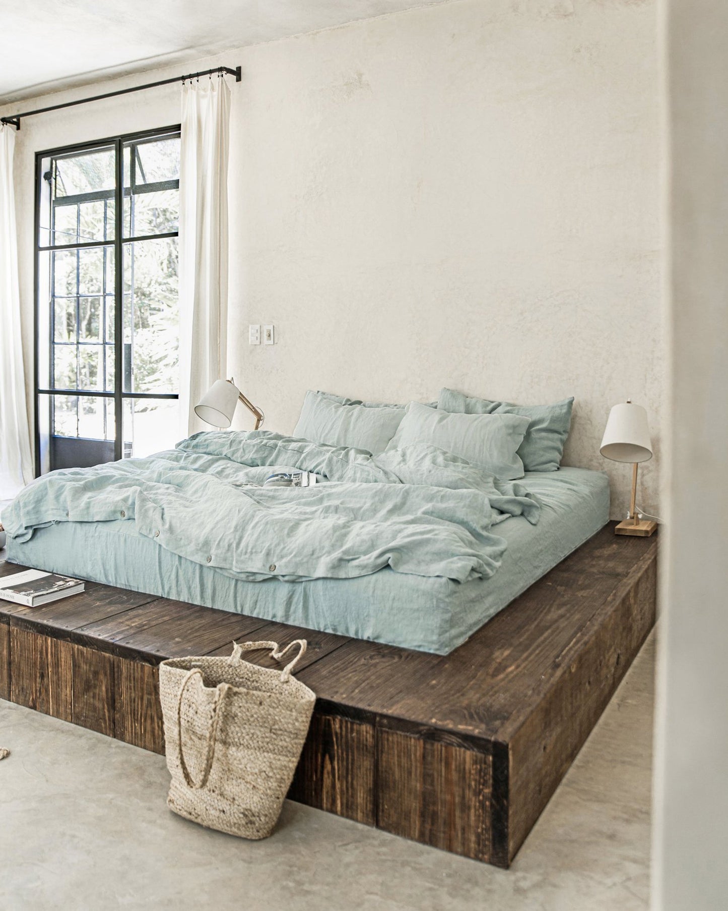 Custom size Dusty blue linen duvet cover - MagicLinen