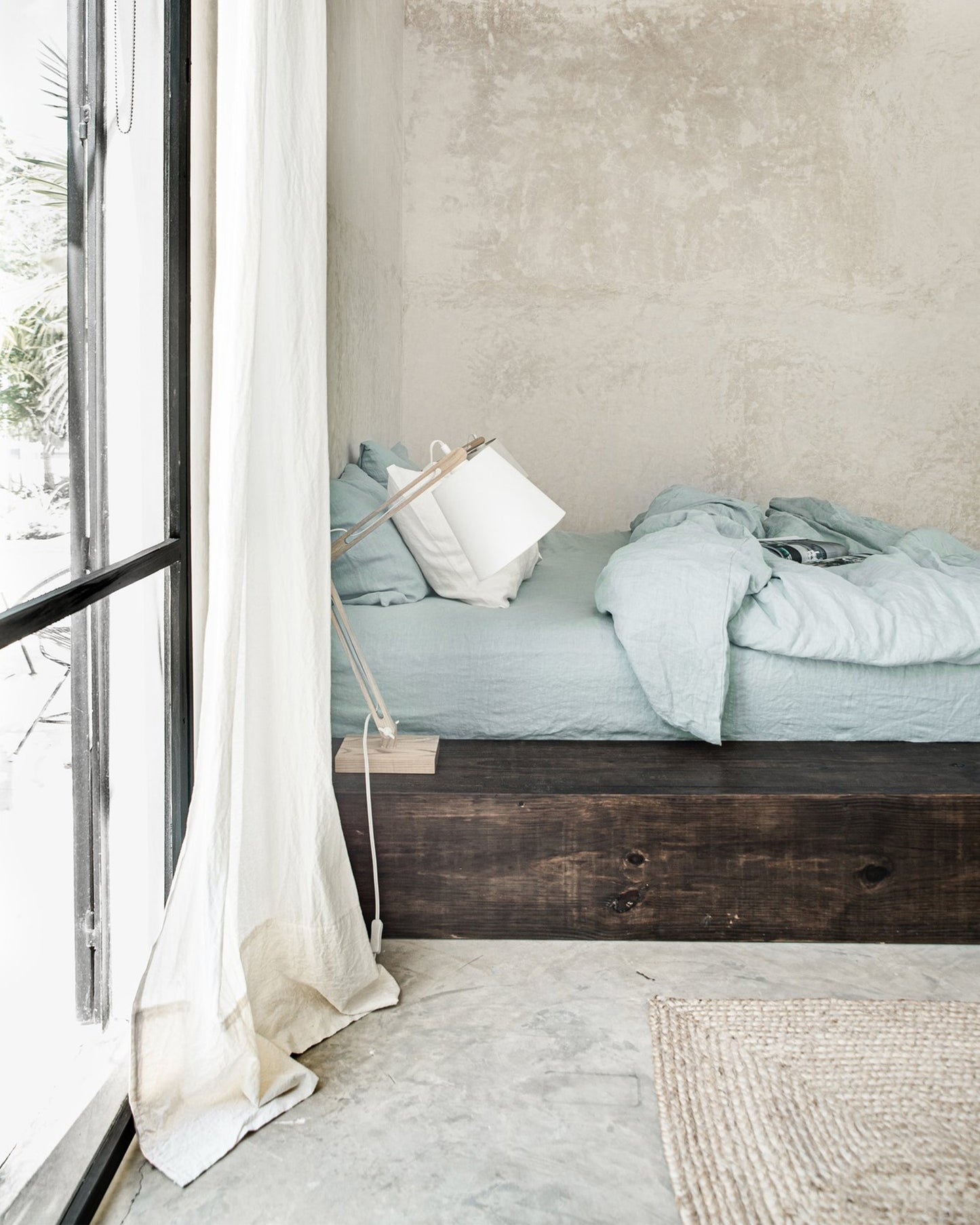 Custom size Dusty blue linen duvet cover - MagicLinen