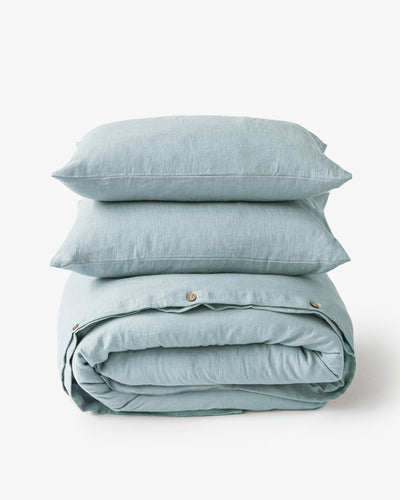 Dusty blue linen duvet cover set (3 pcs) - MagicLinen