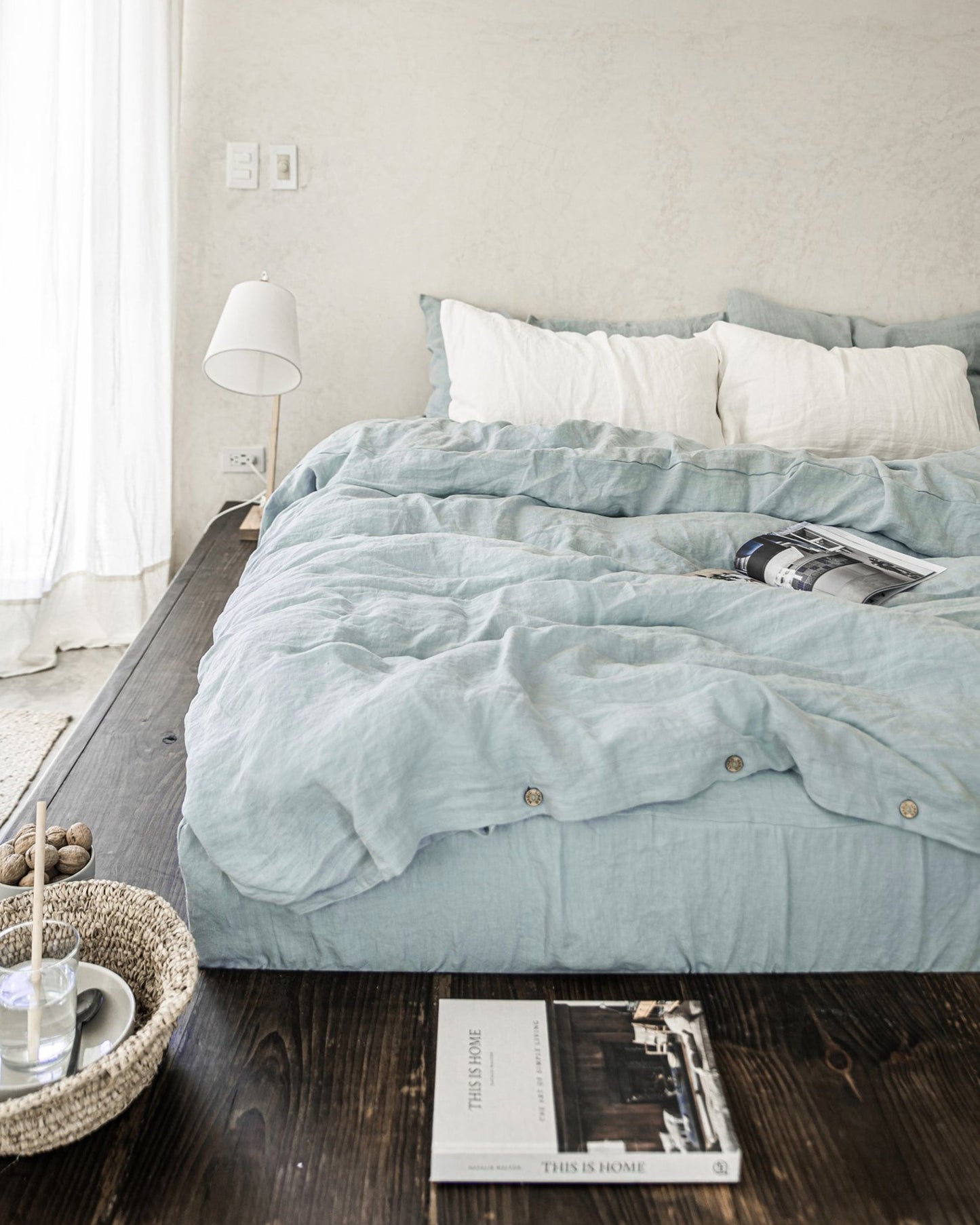 Dusty blue linen duvet cover set (3 pcs) - MagicLinen