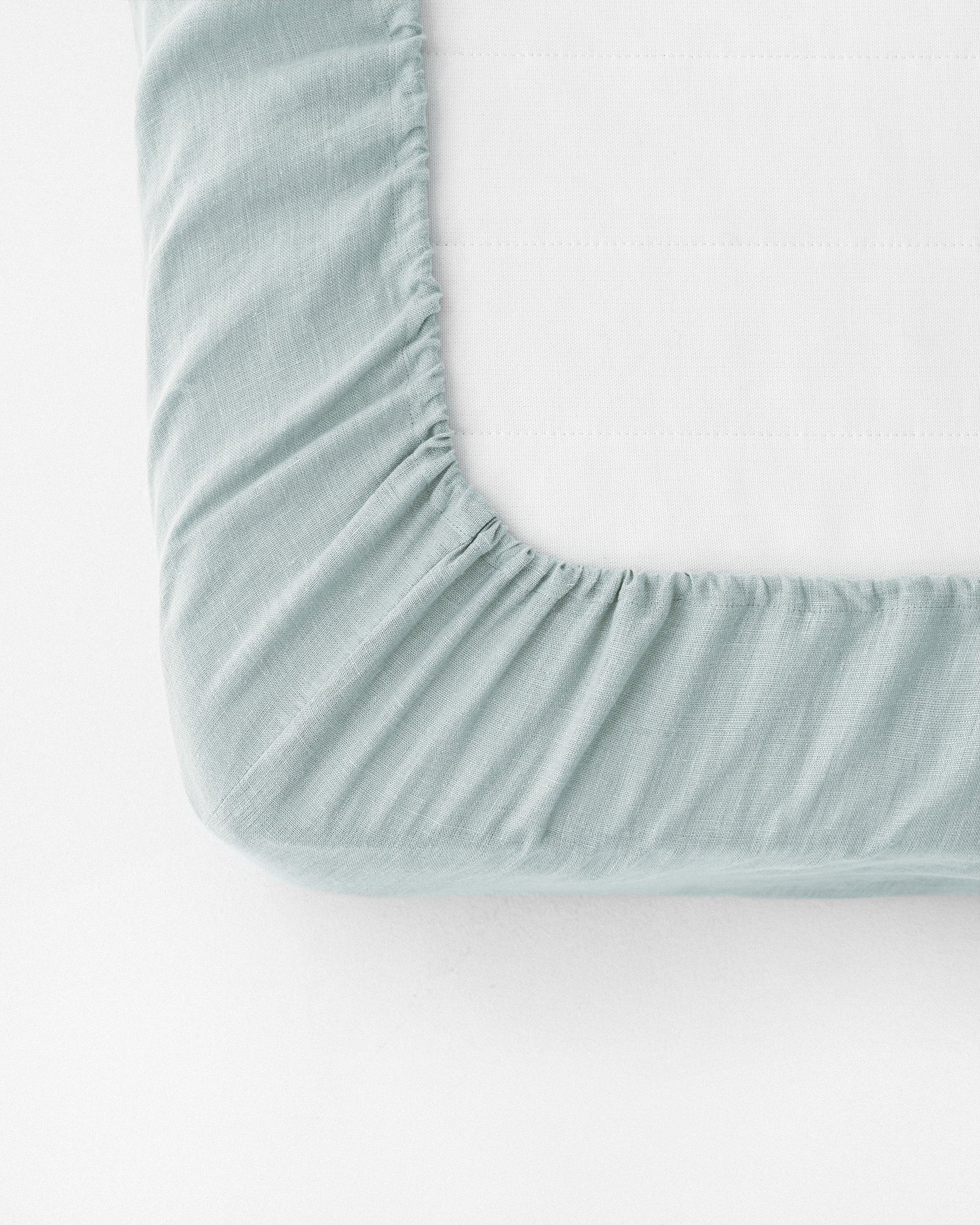 Custom size Dusty blue linen fitted sheet - MagicLinen