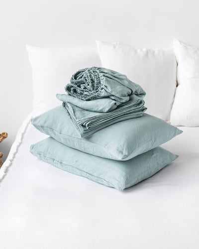 Dusty blue linen sheet set (4 pcs) - MagicLinen