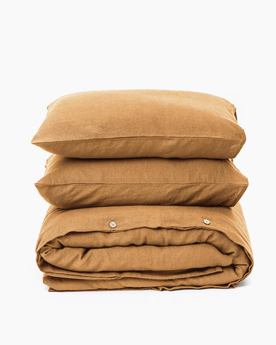 Tan linen duvet cover set (3 pcs) - MagicLinen