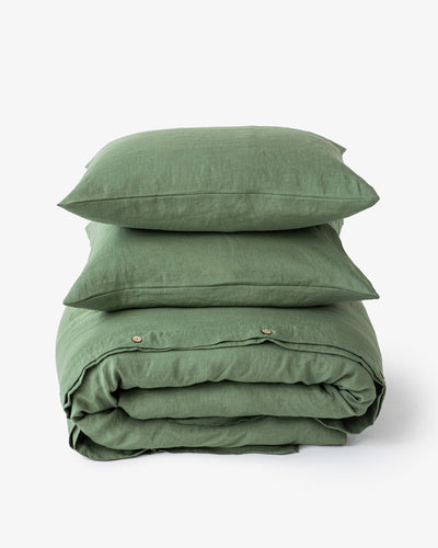 Forest green linen duvet cover set (3 pcs) - MagicLinen