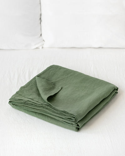 Forest green linen flat sheet - MagicLinen
