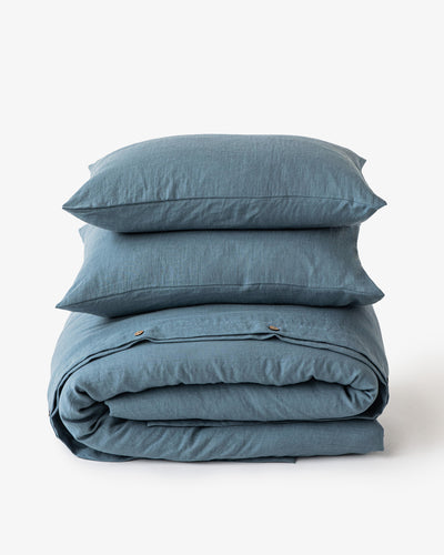 Gray blue linen duvet cover set (3 pcs) - MagicLinen